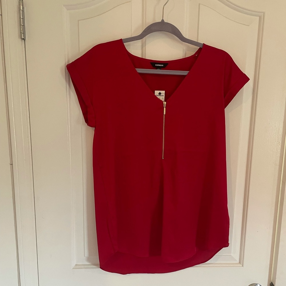 Red silky top - never used